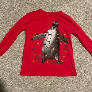 Crewcuts Christmas holiday penguin long sleeve t shirt size 6-7